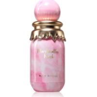 Bottle of Paris Corner Marshmallow Blush perfume from Global Beauty Temple, sweet marshmallow gourmand fragrance, feminine modern perfume aesthetic product image.